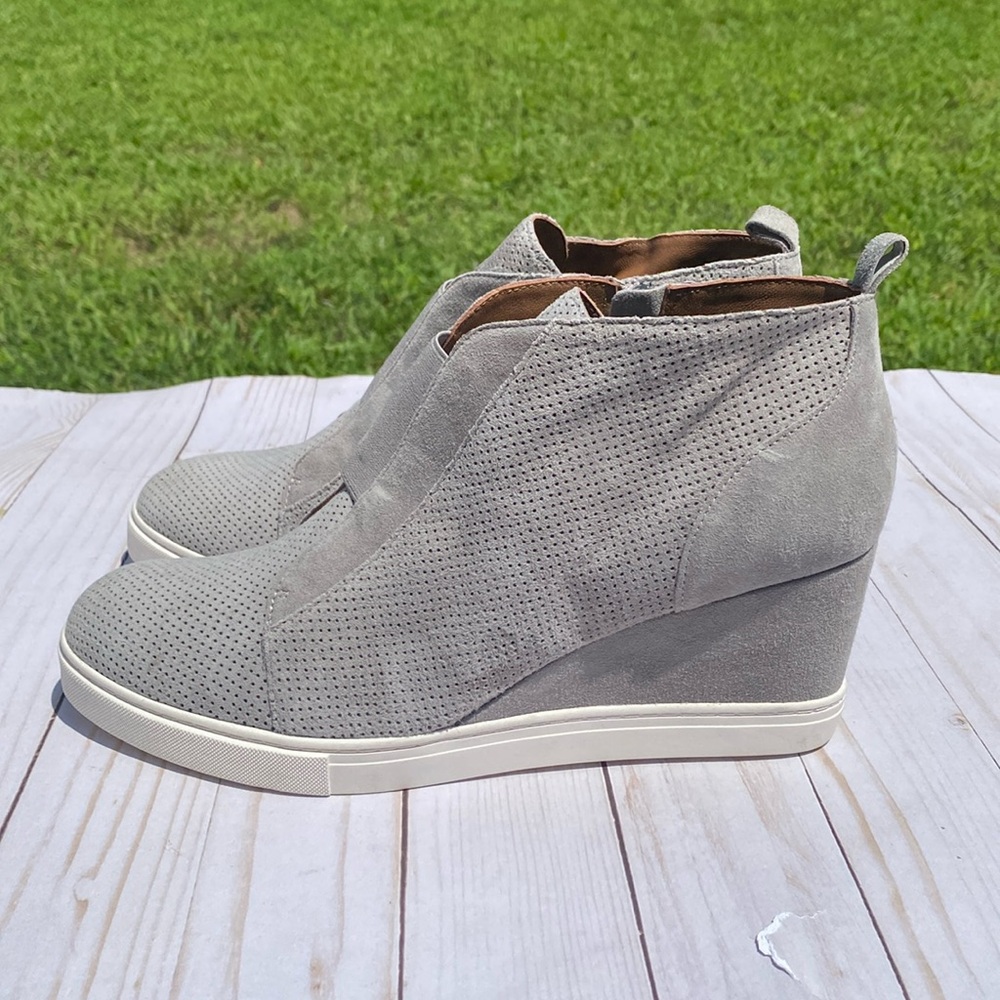 Linea Paolo Grey Suede Wedge Sneaker